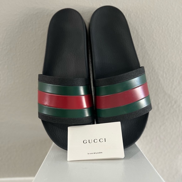 Gucci Other - Authentic Gucci Men's Slide Sandals with Red and Green Web Accents